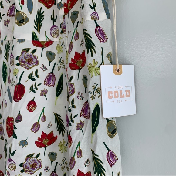 STONE COLD FOX Versilia Midi Dress White Floral - Picture 4 of 6